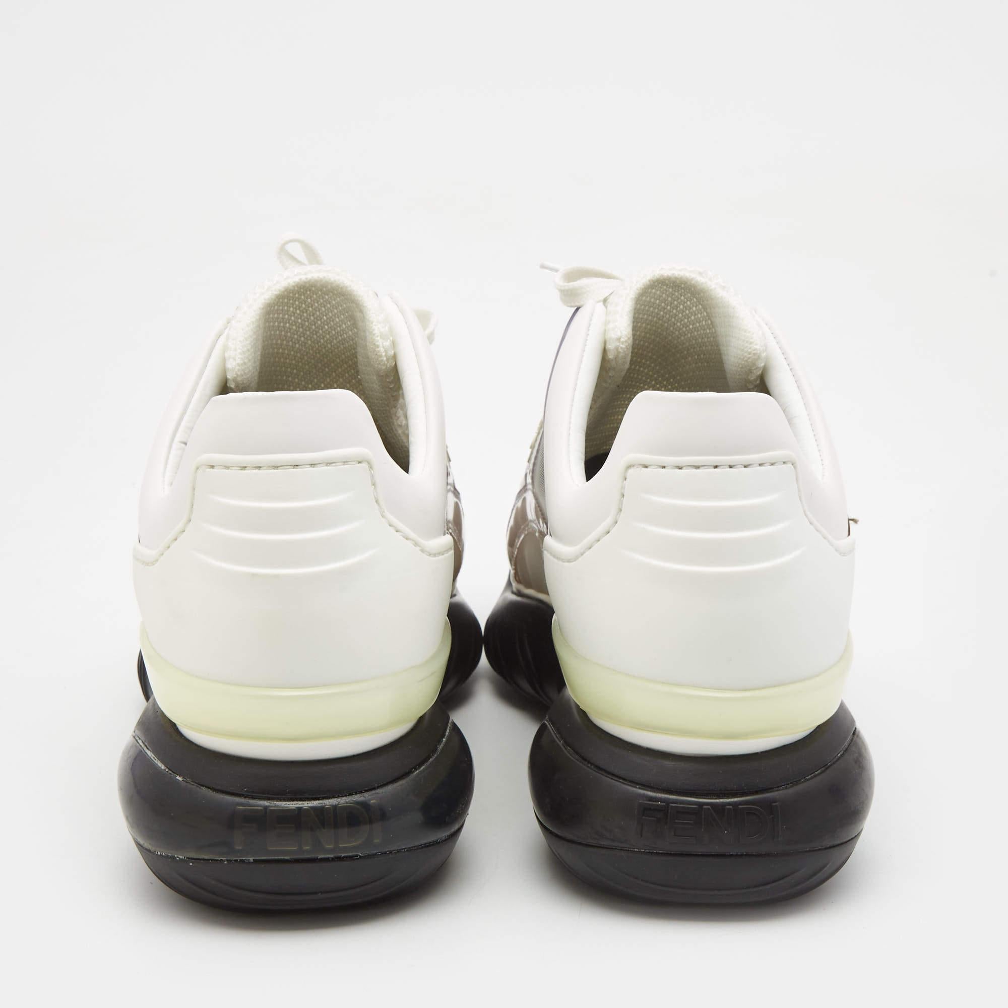 Fendi Multicolor Mesh and Leather Forever Fendi Low Top Sneakers Size 41 In New Condition In Dubai, Al Qouz 2