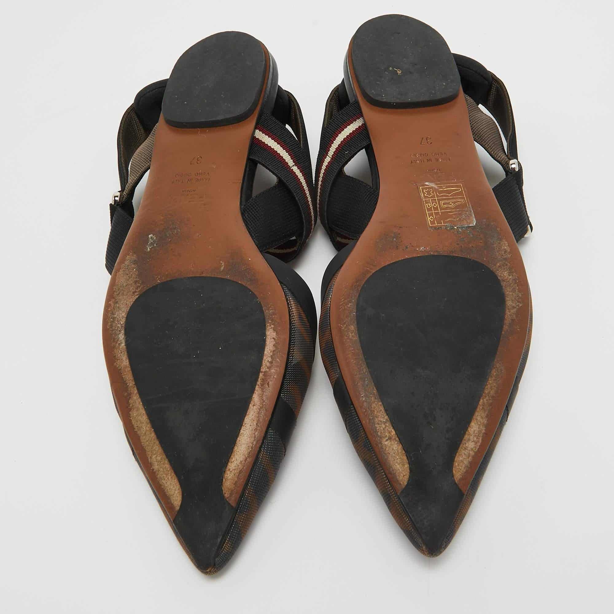 Fendi Multicolor Mesh and Leather Slingback Colibri Flats Size 37 3