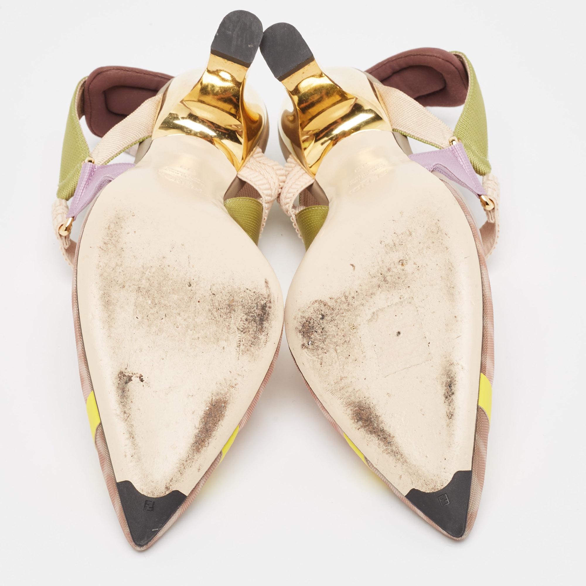 Fendi Multicolor Mesh Colibri Slingback Pumps Size 39 2
