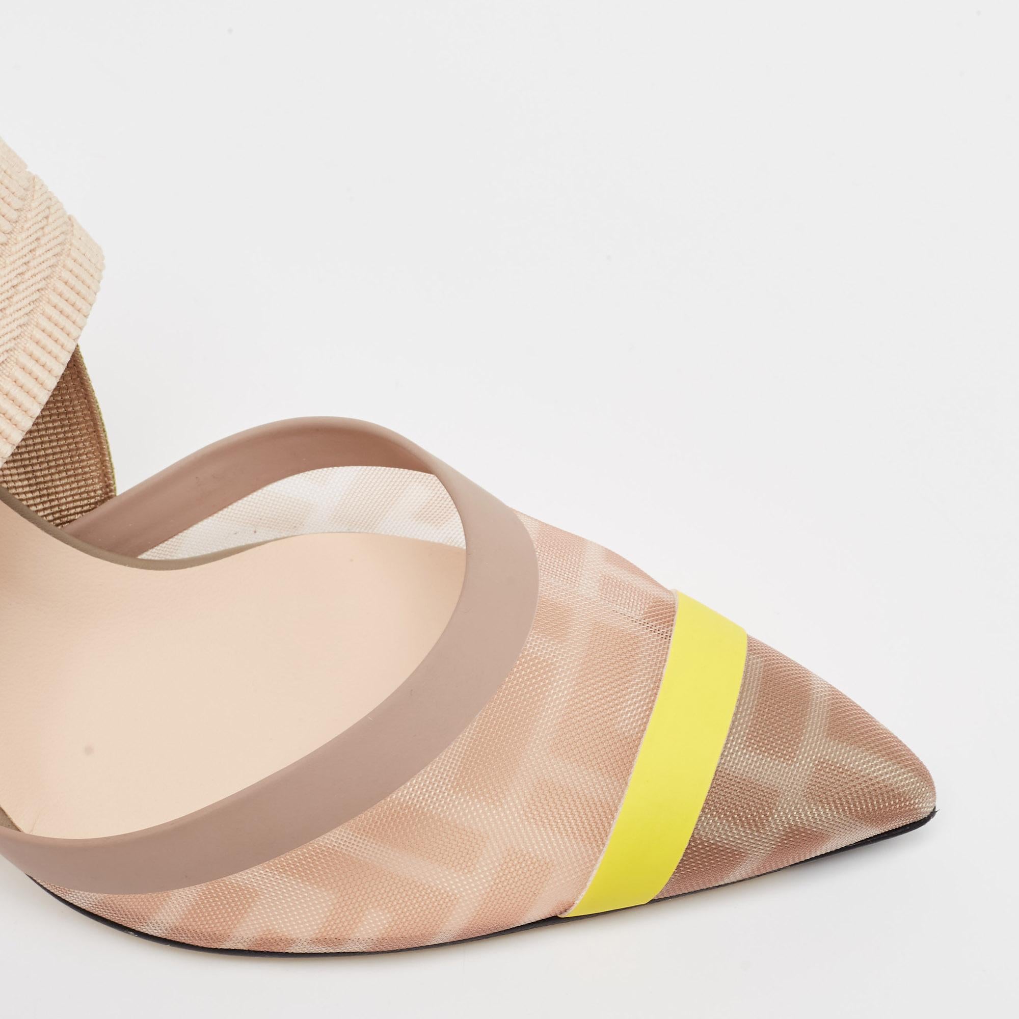Fendi Multicolor Mesh Colibri Slingback Pumps Size 39 3