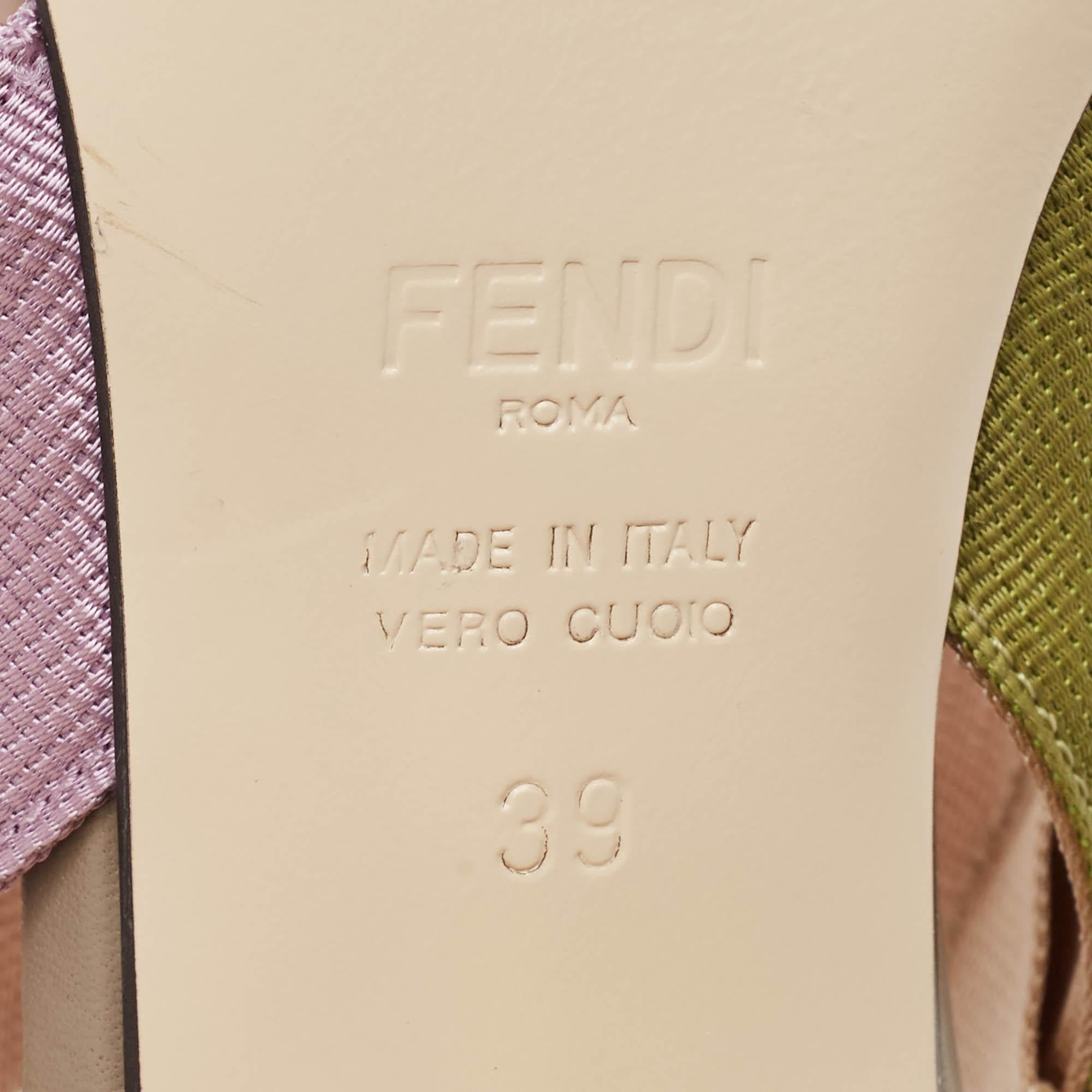Fendi Multicolor Mesh Colibri Slingback Pumps Size 39 4