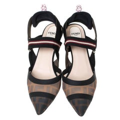 Fendi Multicolor Mesh Colibri Slingback Sandals Size 38.5