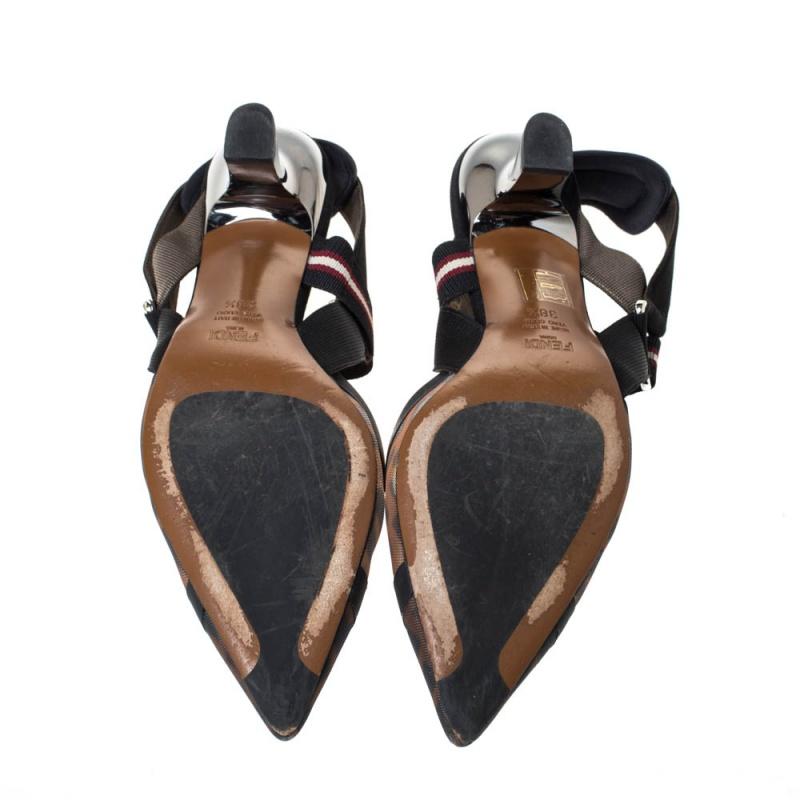 Fendi Multicolor Mesh Colibri Slingback Sandals Size 38.5 In Good Condition In Dubai, Al Qouz 2