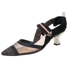 Fendi Multicolor Mesh Colibri Slingback Sandals Size 38.5