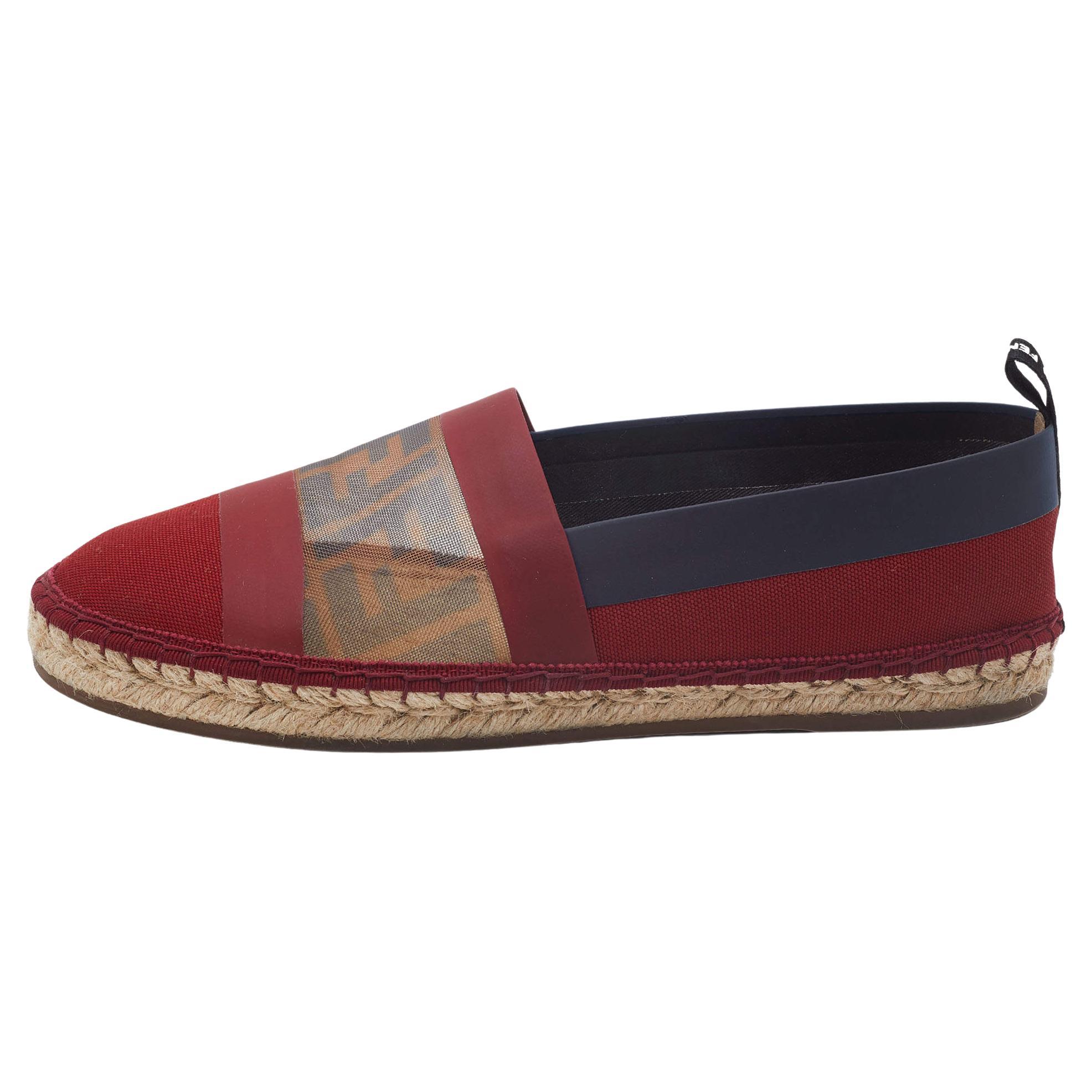 Fendi Multicolor Mesh, Leather And Canvas Espadrille Flats Size 39 at  1stDibs