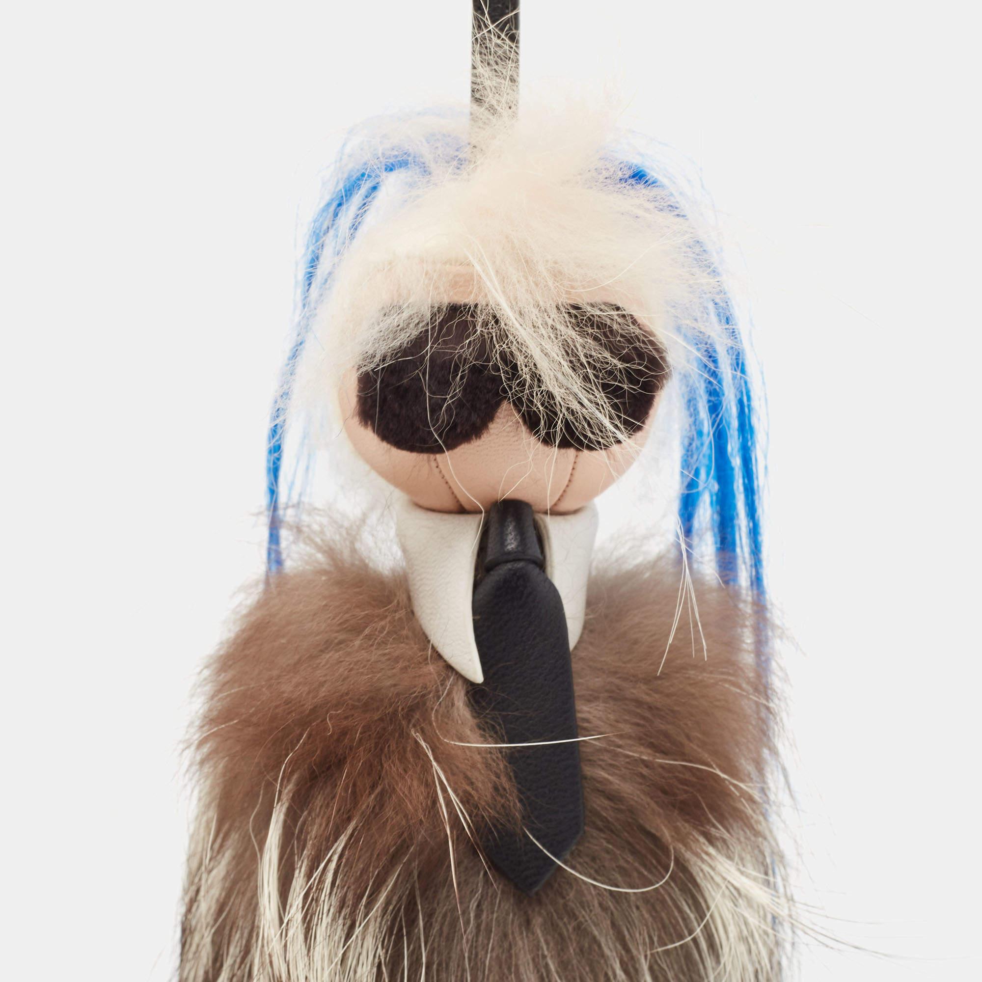 Brown Fendi Multicolor Mink Fur and Leather Karlito Bag Charm