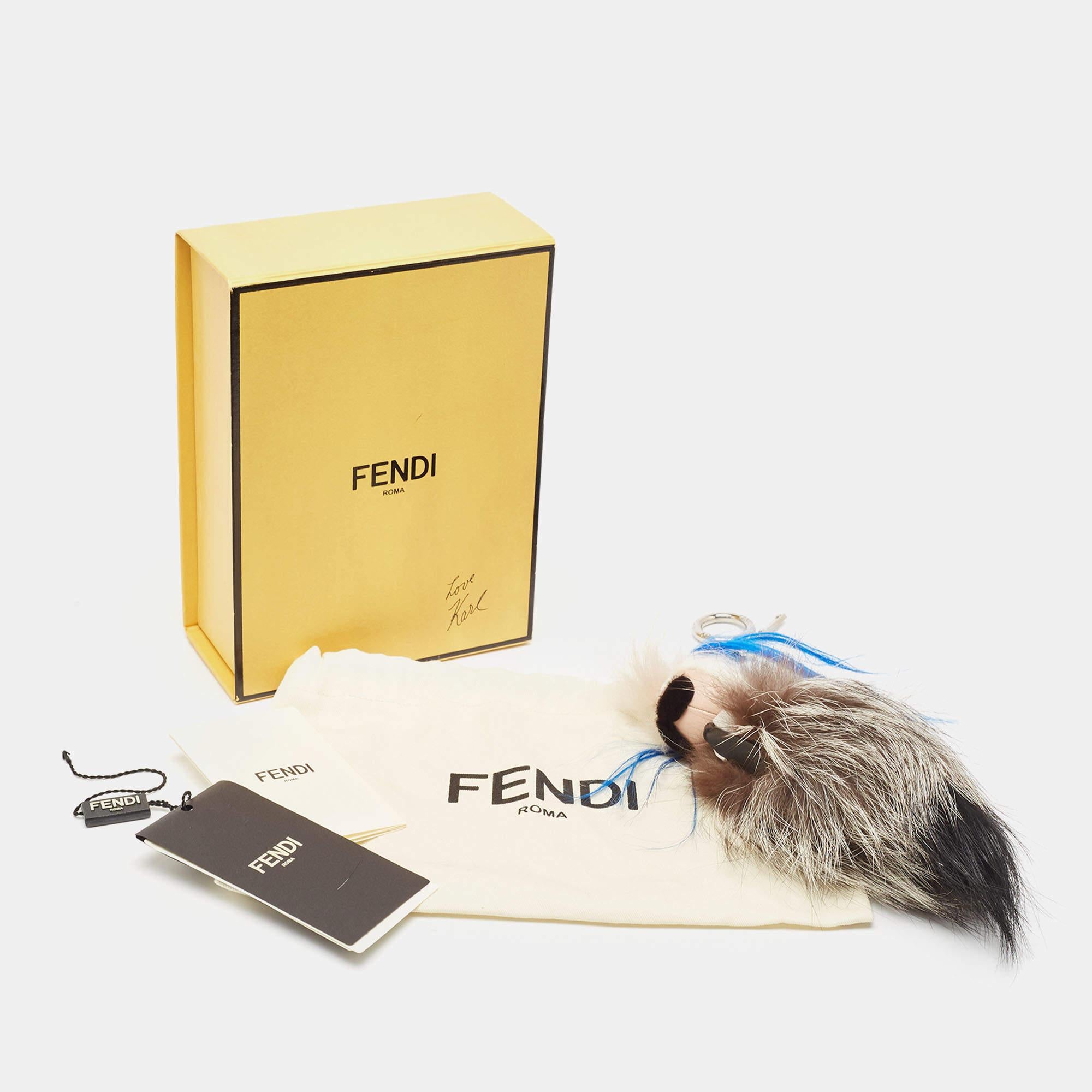 Fendi Multicolor Mink Fur and Leather Karlito Bag Charm 1