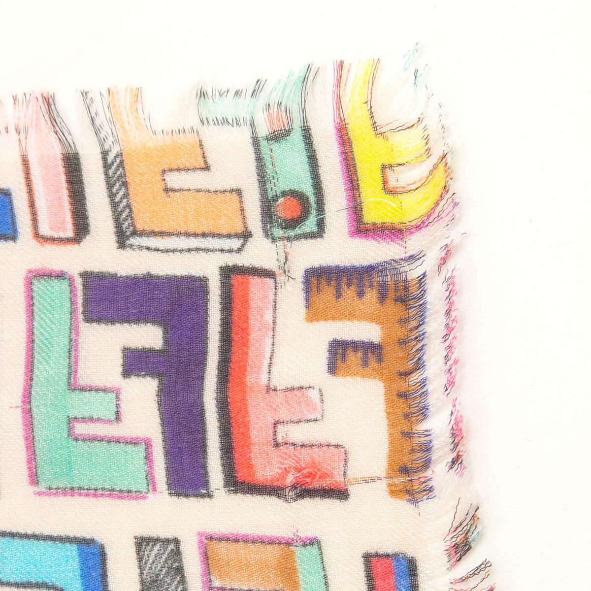 Women's or Men's FENDI multicolor modal & cashmere FUN FAIR LOGO Shawl Scarf