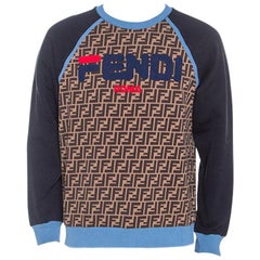 Fendi Multicolor Monogram Print Jersey Logo Applique Sweatshirt XL