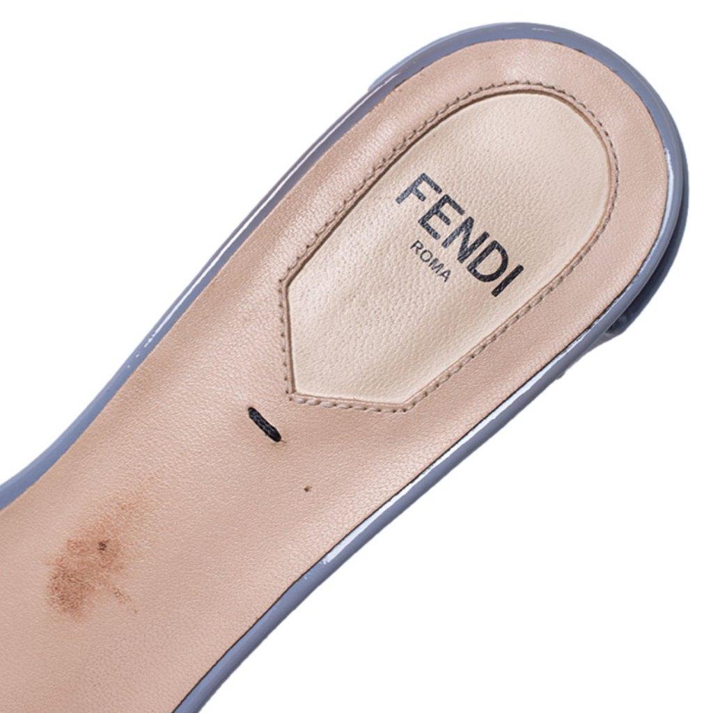 Fendi Multicolor Patent Leather Flowerland Block Heel Slides Size 37 2