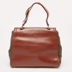 Fendi Multicolor Penguin Stripe Canvas and Leather Silvana Top Handle Bag