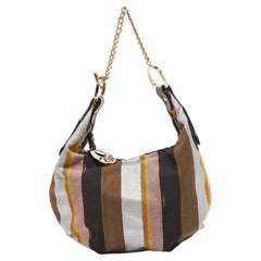 Fendi Multicolor Pequin Canvas and Leather Chef Chain Hobo