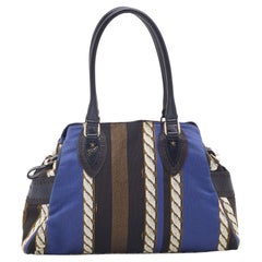 Fendi Multicolor Pequin Canvas and Leather Medium Chef De Jour Tote