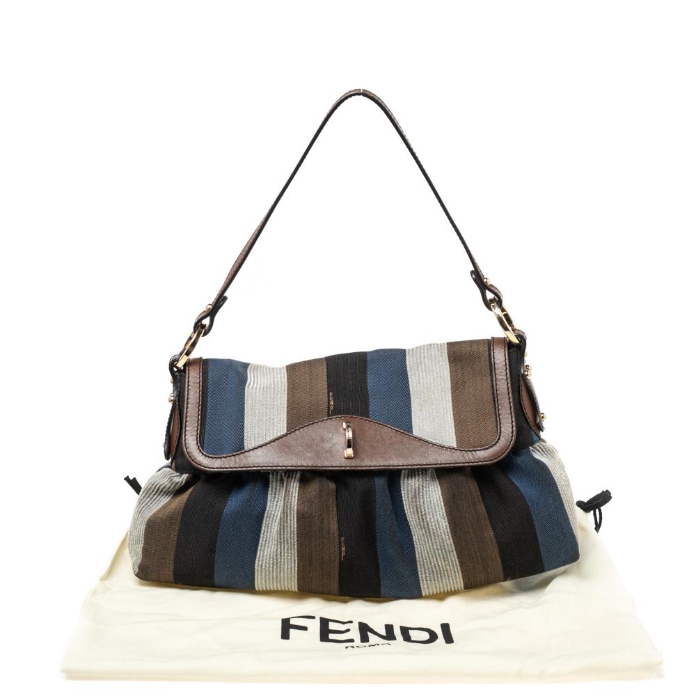 Fendi Multicolor Pequin Stripe Canvas Chef Shoulder Bag 8