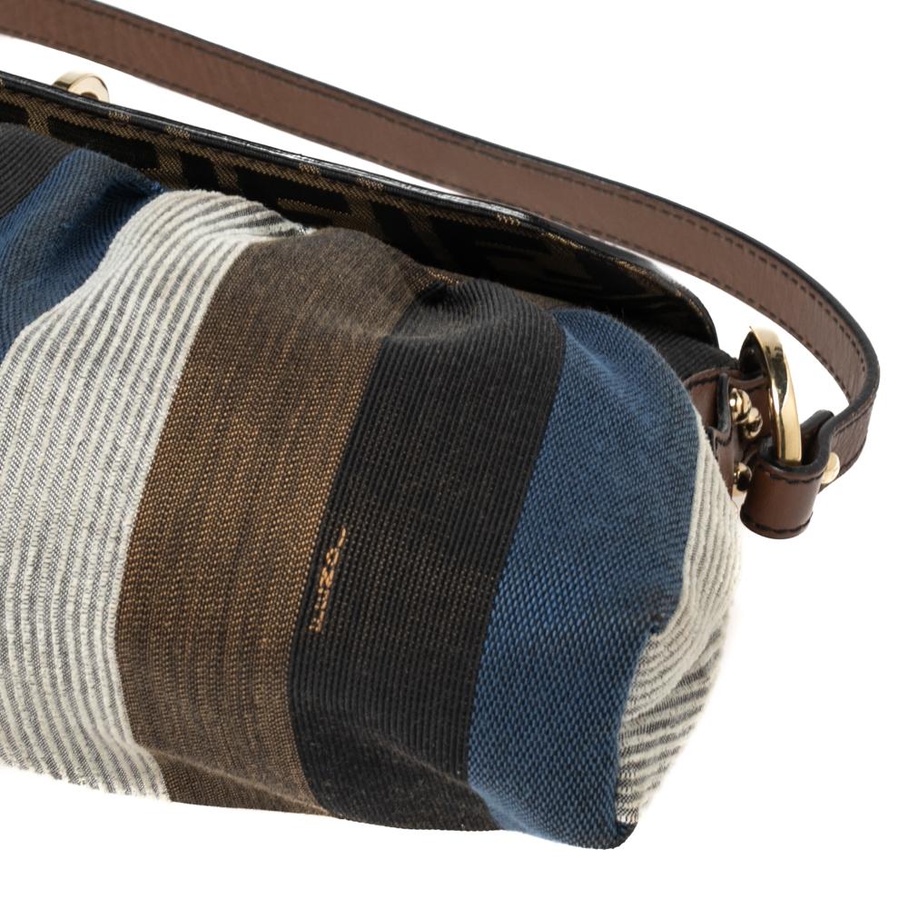 Fendi Multicolor Pequin Stripe Canvas Chef Shoulder Bag 3