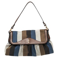 Fendi Multicolor Pequin Stripe Canvas Chef Shoulder Bag