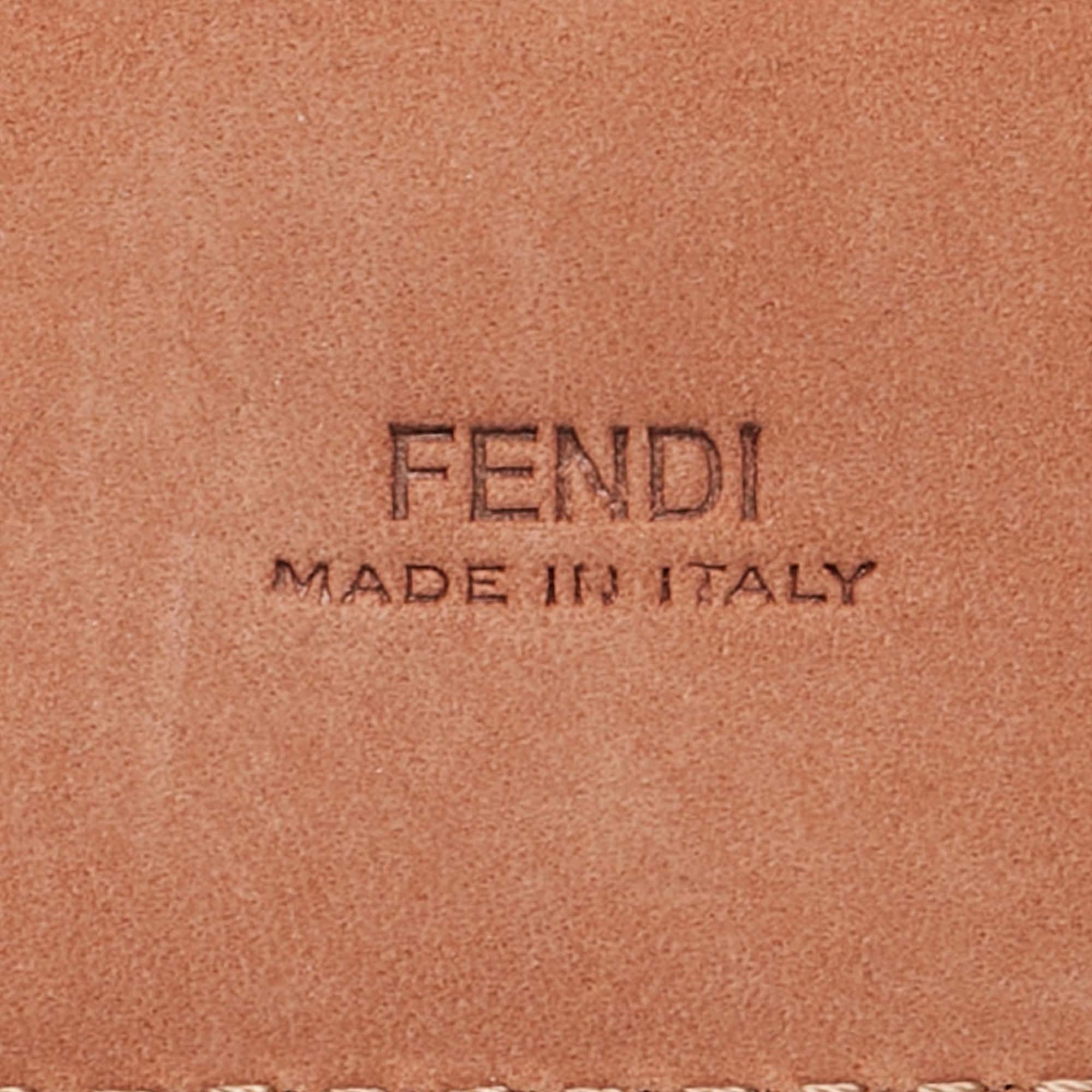 Fendi Multicolor Printed Leather Studded Belt 85 CM For Sale 2