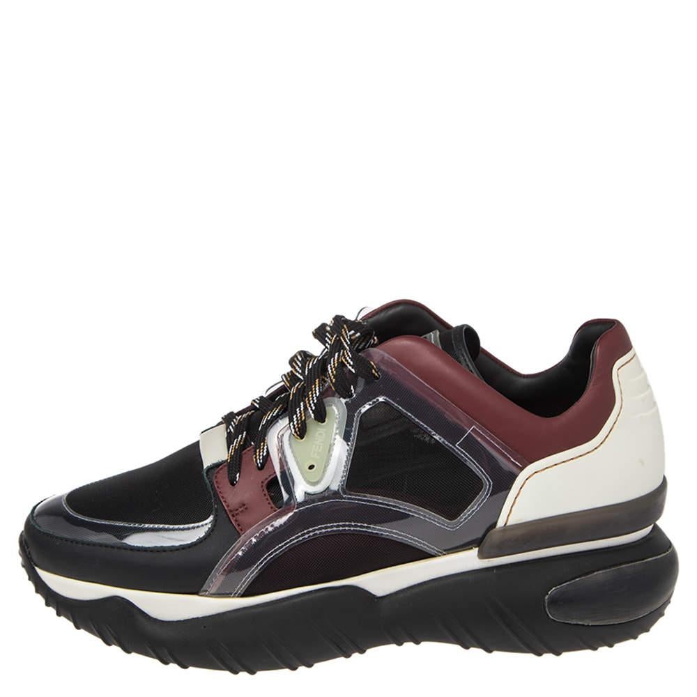 Made from PVC, net, and leather, these low-top Fendi sneakers offer the perfect look of luxury to one's everyday style. They're secured with laces, lined with fabric on the insoles, and finished with black rubber soles.

