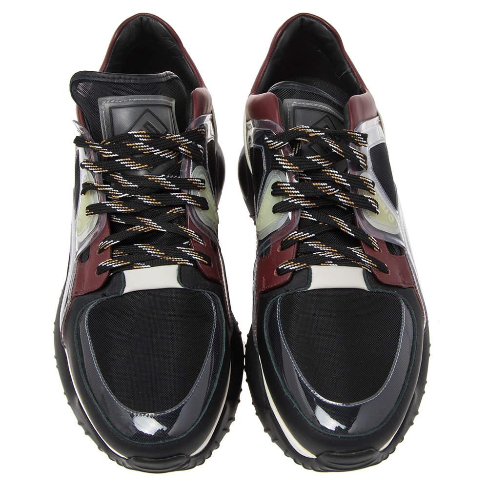 Black Fendi Multicolor PVC And Leather Lace Up Sneakers Size 41
