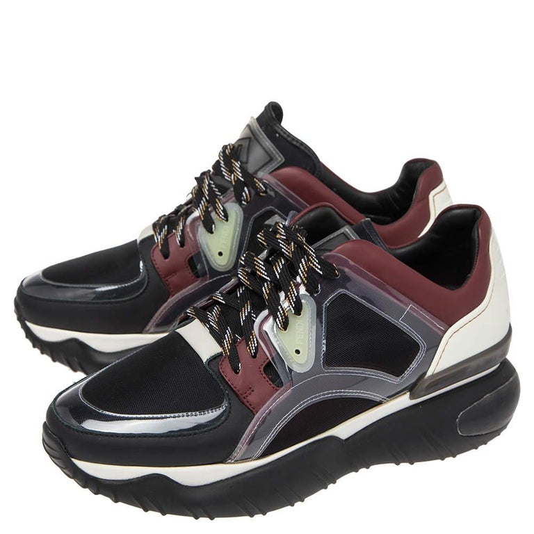 Fendi Multicolor PVC And Leather Lace Up Sneakers Size 41 For Sale at