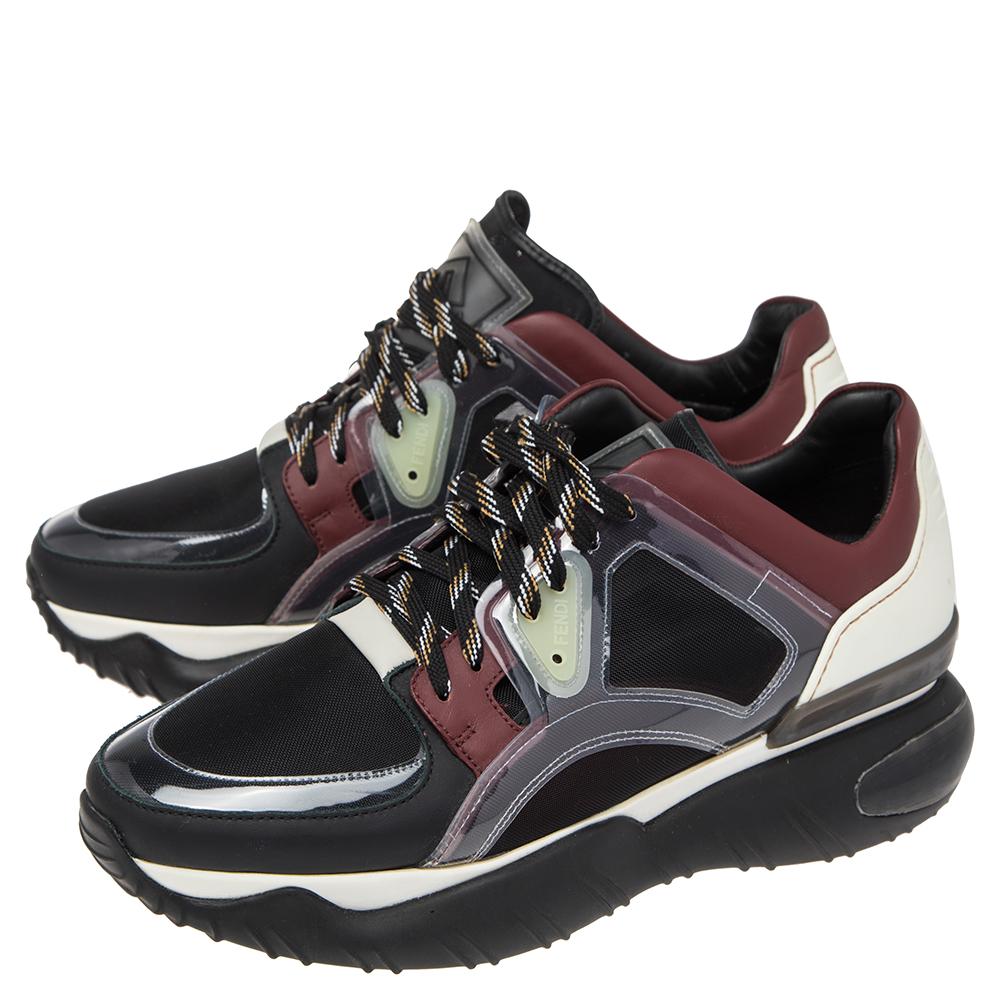 Fendi Multicolor PVC And Leather Lace Up Sneakers Size 41 In Excellent Condition In Dubai, Al Qouz 2
