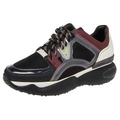 Fendi Mehrfarbige Turnschuhe aus PVC und Leder mit Schnürung Größe 41