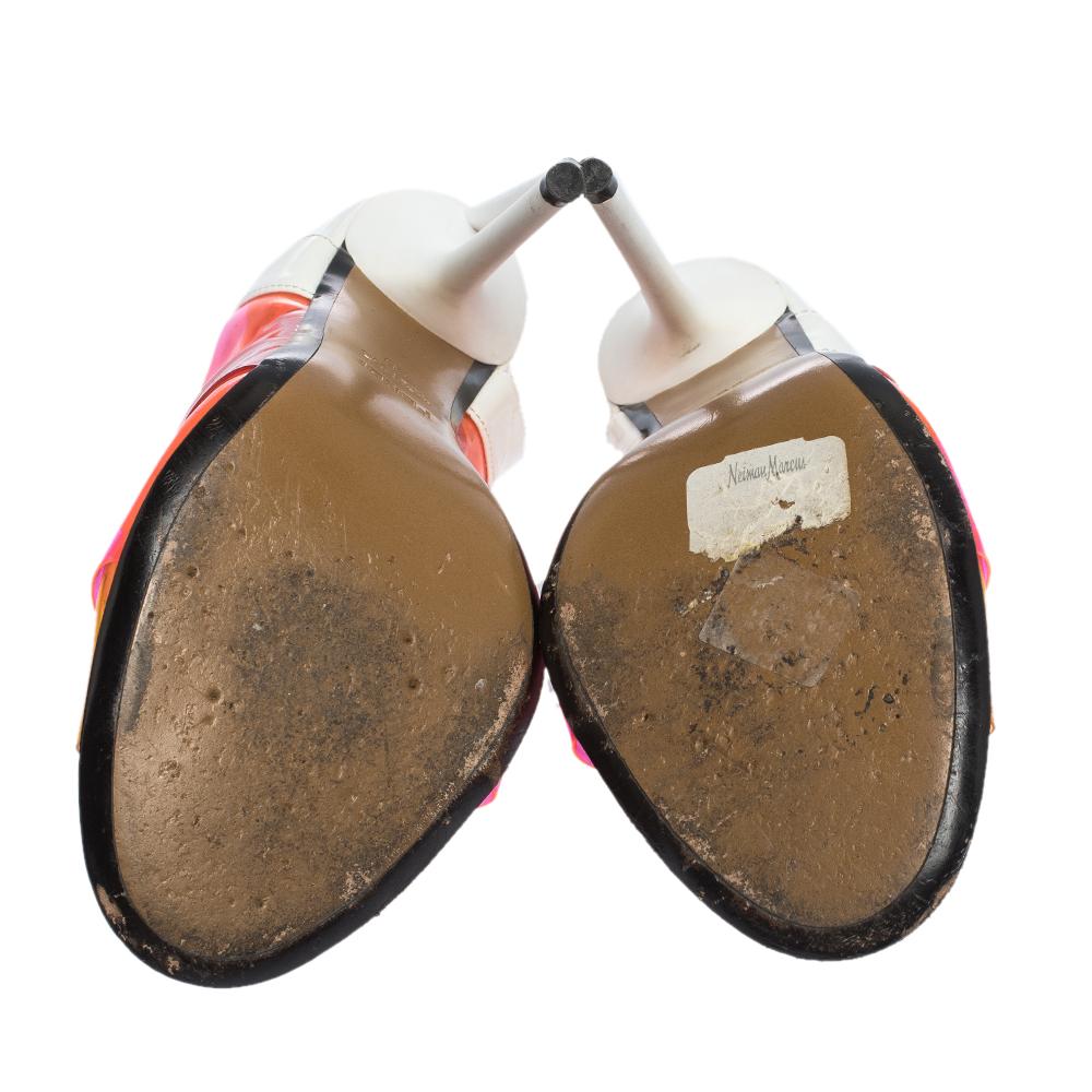 Women's Fendi Multicolor PVC And White Patent Slingback Sandals Size 38
