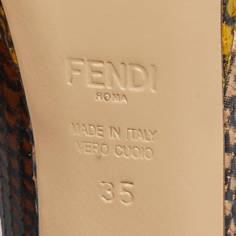 Fendi Multicolor Python Embossed Leather Peep Toe Platform Pumps Size 35 For Sale 3