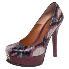 Fendi Mehrfarbige Python Fendista Plateau-Pumps Größe 36