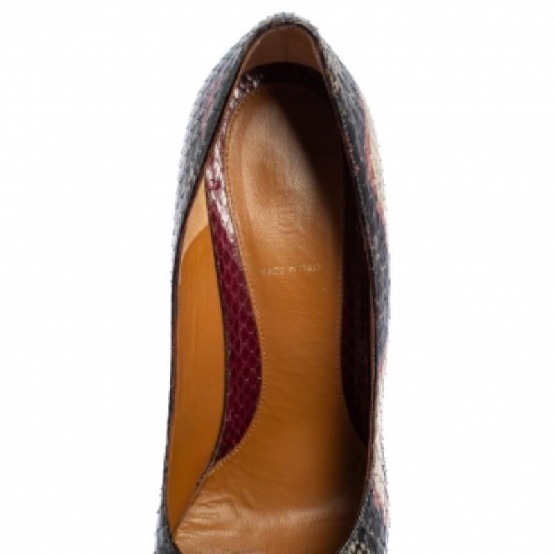 Black Fendi Multicolor Python Fendista Platform Pumps Size 40 For Sale