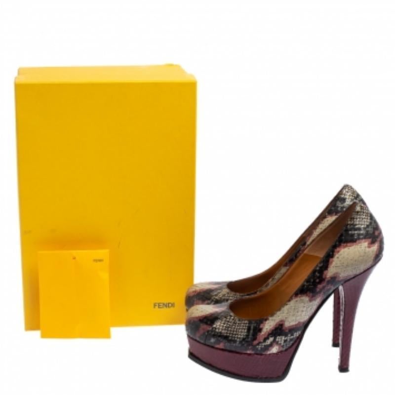 Fendi Multicolor Python Fendista Platform Pumps Size 40 For Sale 3
