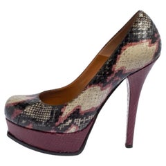 Fendi Multicolor Python Fendista Platform Pumps Size 40