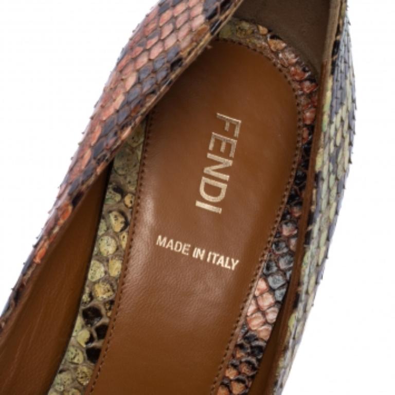 Women's Fendi Multicolor Python Pumps Size 39 For Sale
