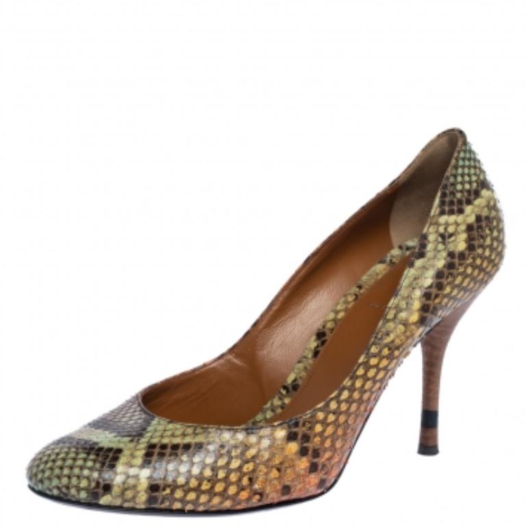 Fendi Multicolor Python Pumps Size 39 For Sale 1