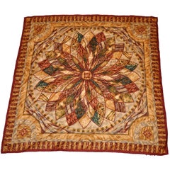 Vintage Fendi Multicolor Silk Jacquard "Sunflower Fendi" scarf