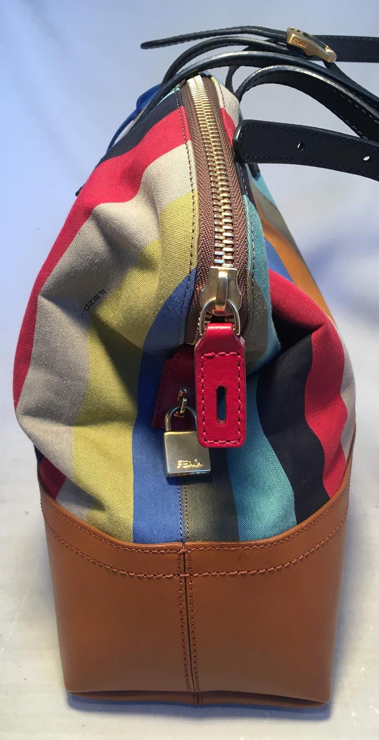 Fendi Multicolor Stripe 2Bag Shoulder Bag Tote For Sale at 1stDibs