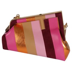 Fendi Multicolor Stripe Leather & Suede Small First Bag