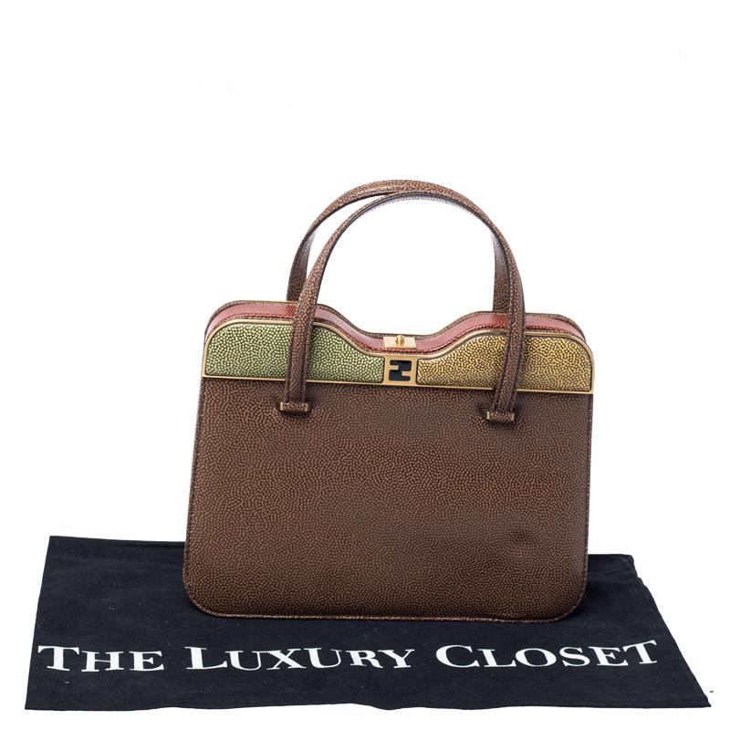 Fendi Multicolor Textured Leather Miss Marple Top Handle Bag 5