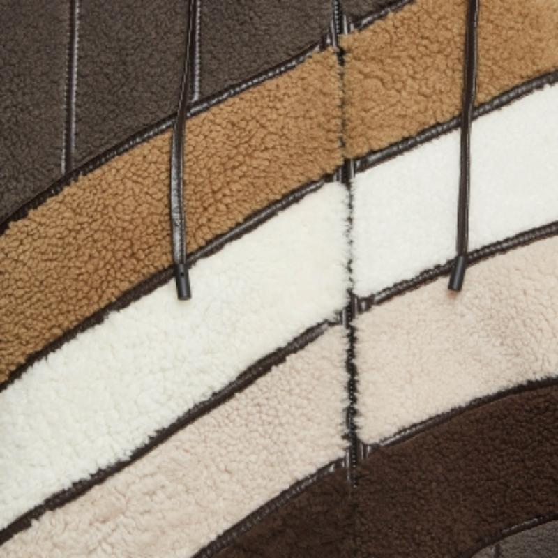 De los hombres Fendi Chaqueta bomber de lana y piel multicolor con capucha desmontable M en venta