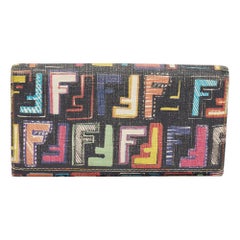 Fendi Multicolor Zucca Coated Canvas Flap Continental Wallet