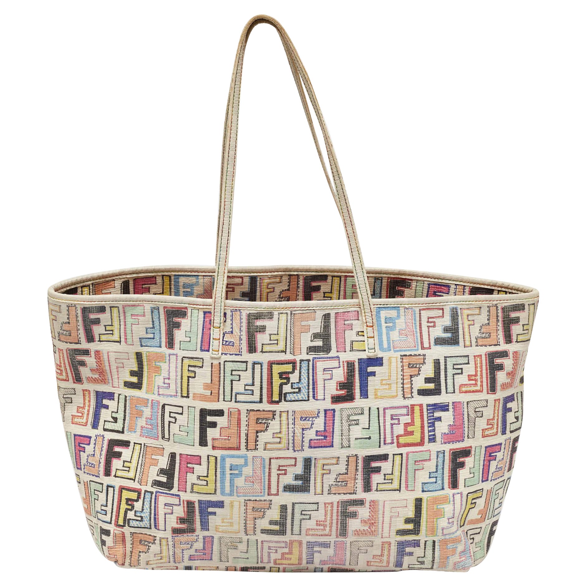 Fendi Multicolor Zucca Coated Canvas Large Roll Tote
