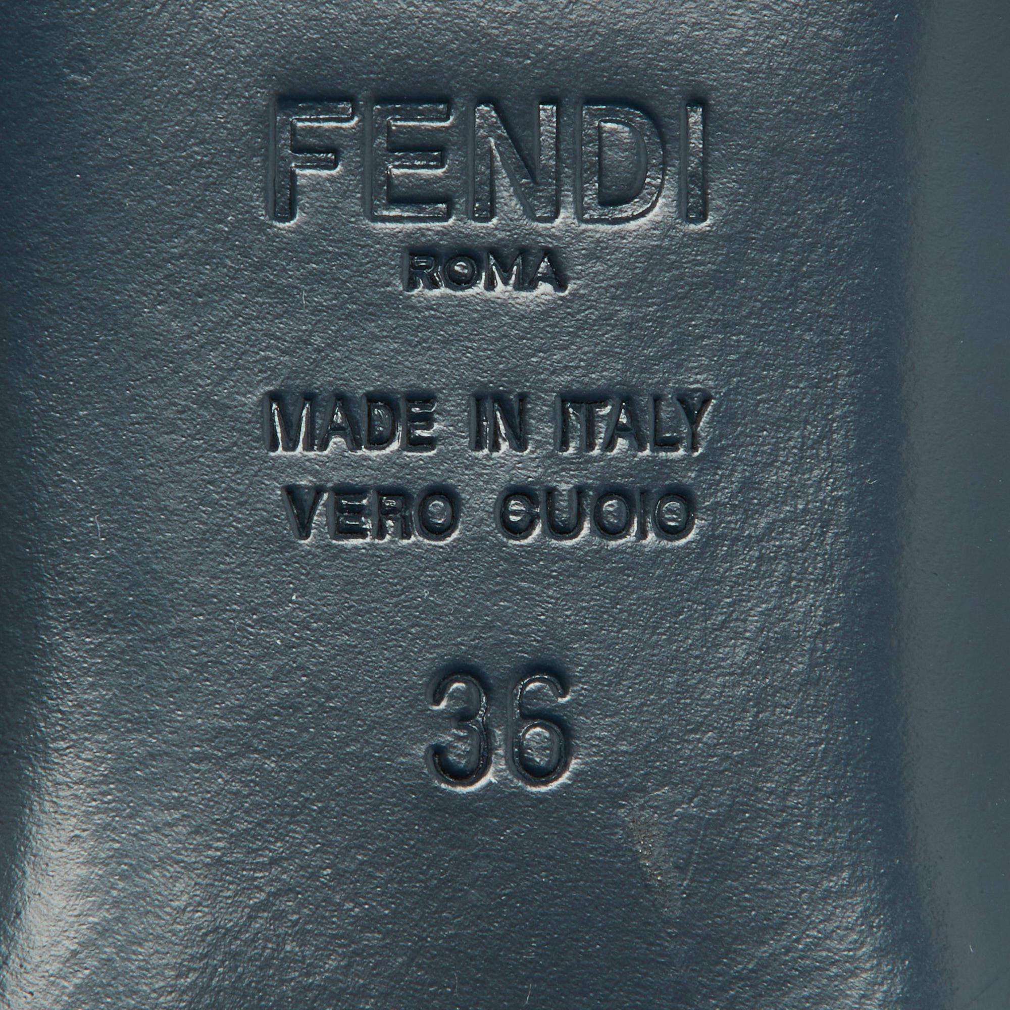 Fendi Multicolor Zucca Mesh and Leather Colibri Slingback Flats Size 36 2
