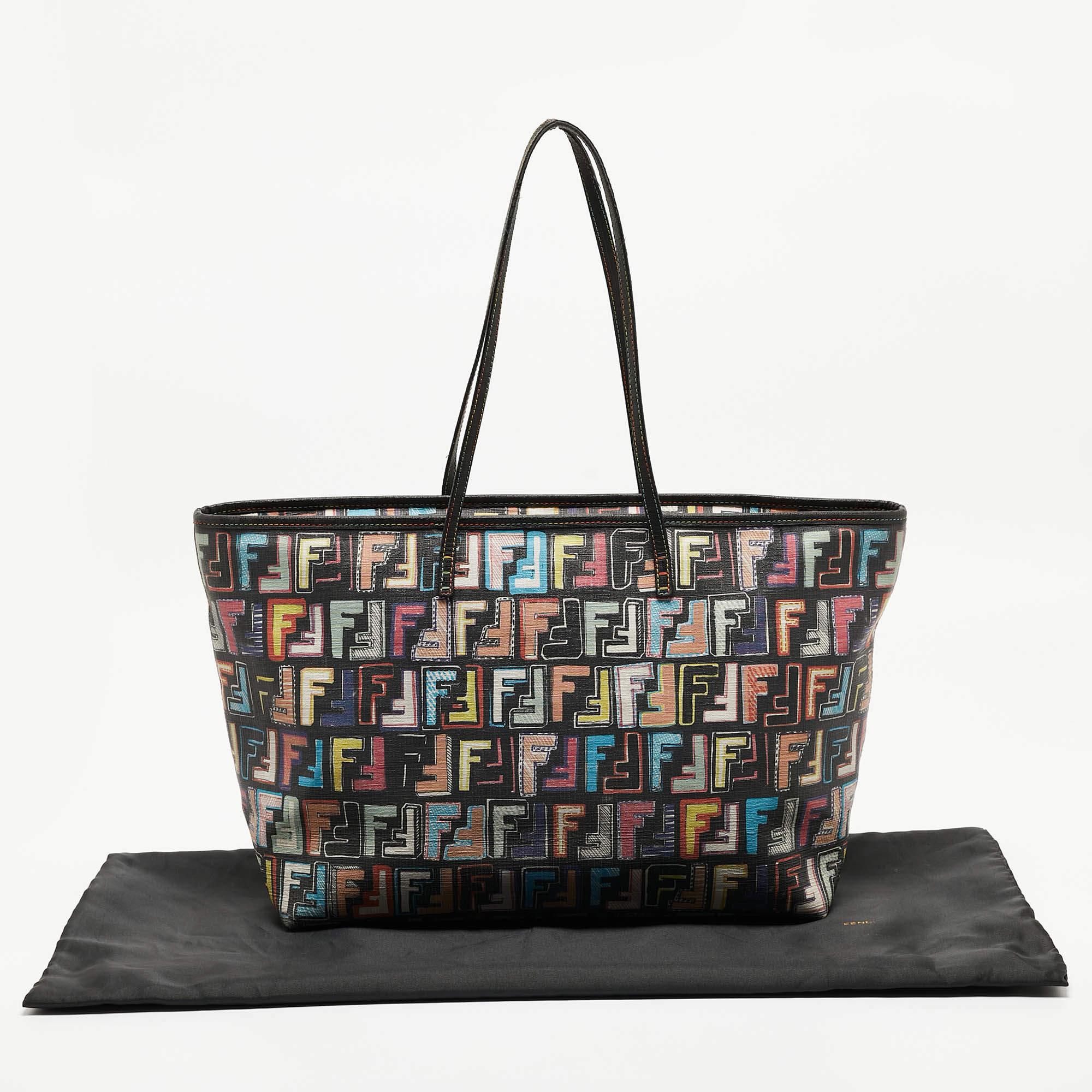 Fendi Multicolor Zucca Print Coated Canvas and Leather Roll Tote 15