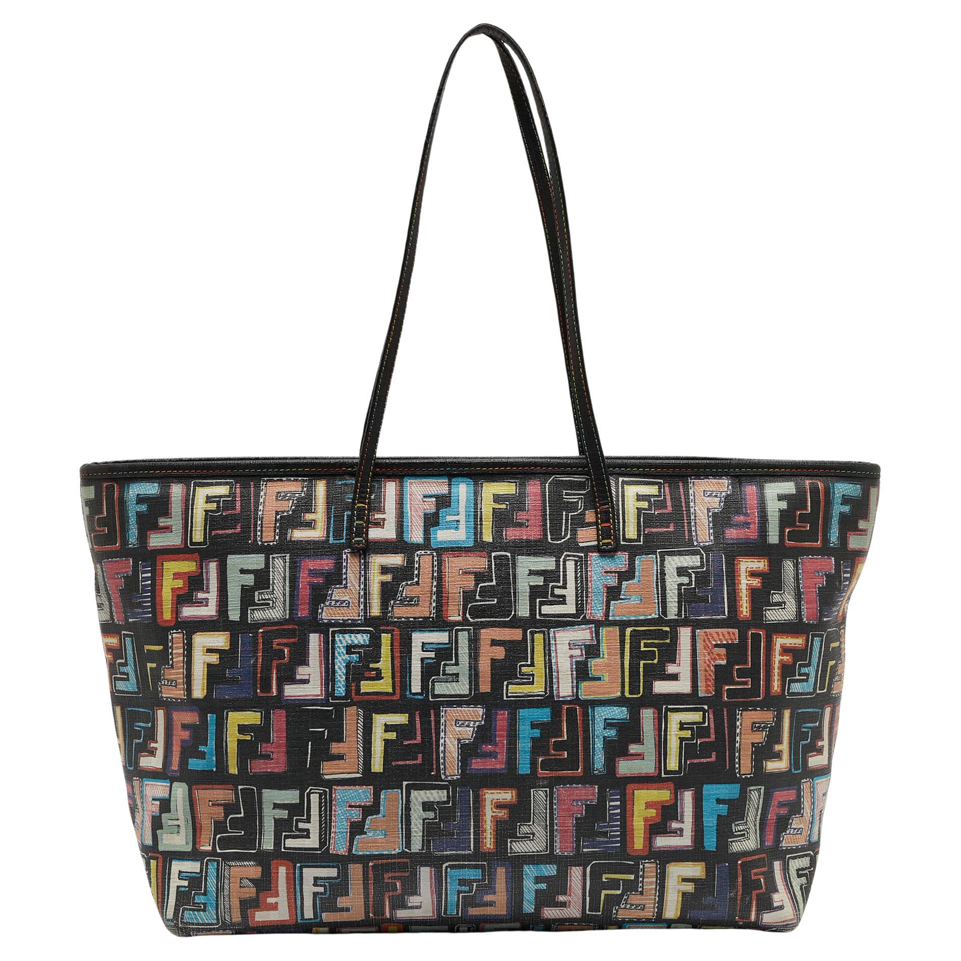 Fendi Multicolor Zucca Print Coated Canvas and Leather Roll Tote