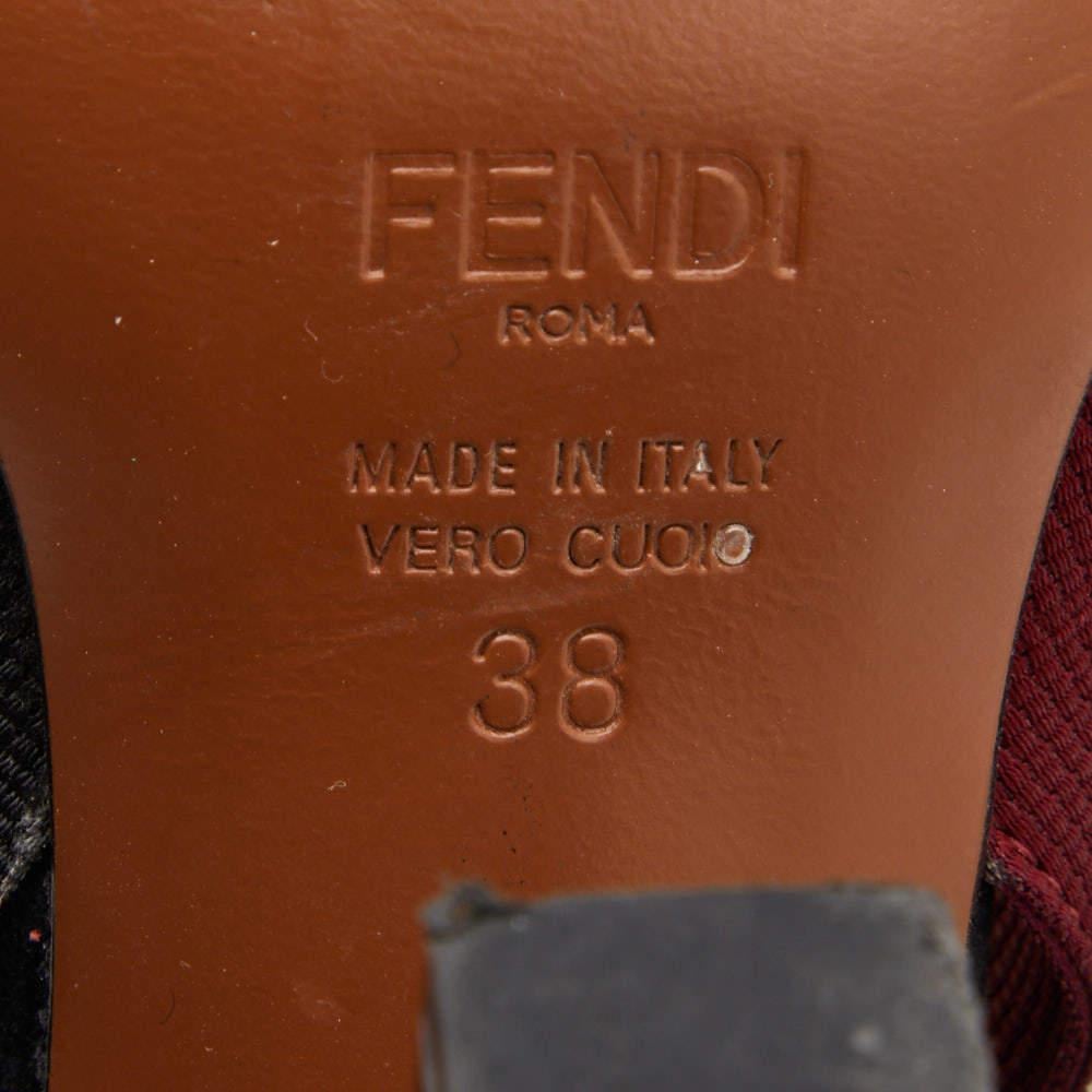 Fendi Multicolor Zucca Velvet and Canvas Colibri Slingback Pumps Size 38 2
