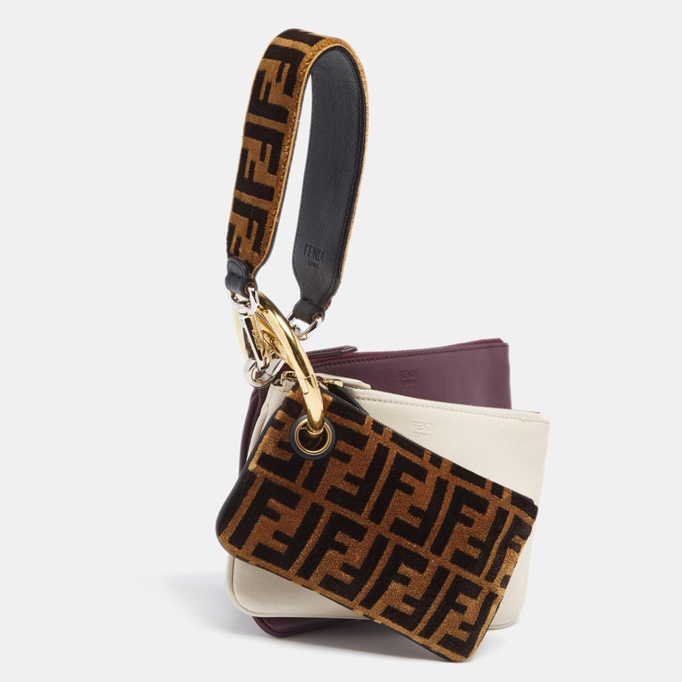 Fendi Multicolor Zucca Velvet and Leather Triplette Clutch Bag For Sale ...
