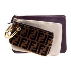 Fendi Multicolor Zucca Velvet and Leather Triplette Clutch Bag