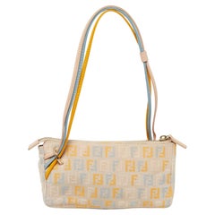 Fendi Multicolor Zucchino Canvas and Leather Baguette