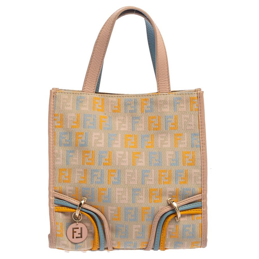 Fendi Multicolor Zucchino Canvas and Leather Mini Tote