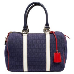 Fendi Multicolor Zucchino Canvas and Patent Leather Forever Bauletto Boston Bag